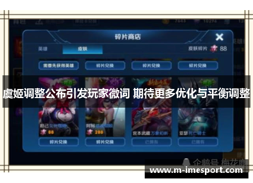 虞姬调整公布引发玩家微词 期待更多优化与平衡调整